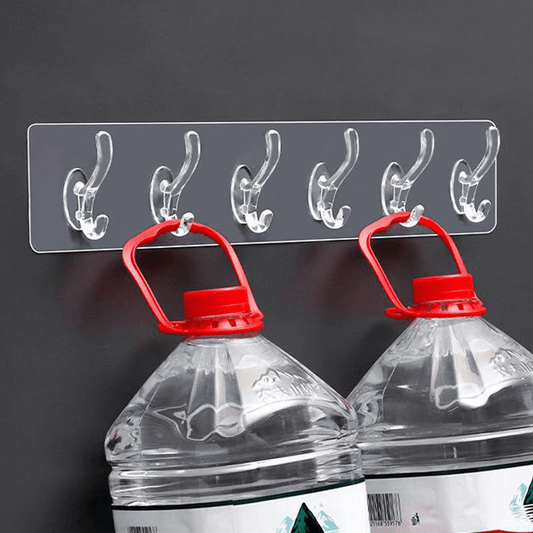 Adhesive Wall Mounted 6 Hooks in Multiple packs (2/4/6/8)