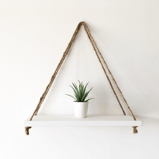 Wall Hanging Wooden Shelf With Rope